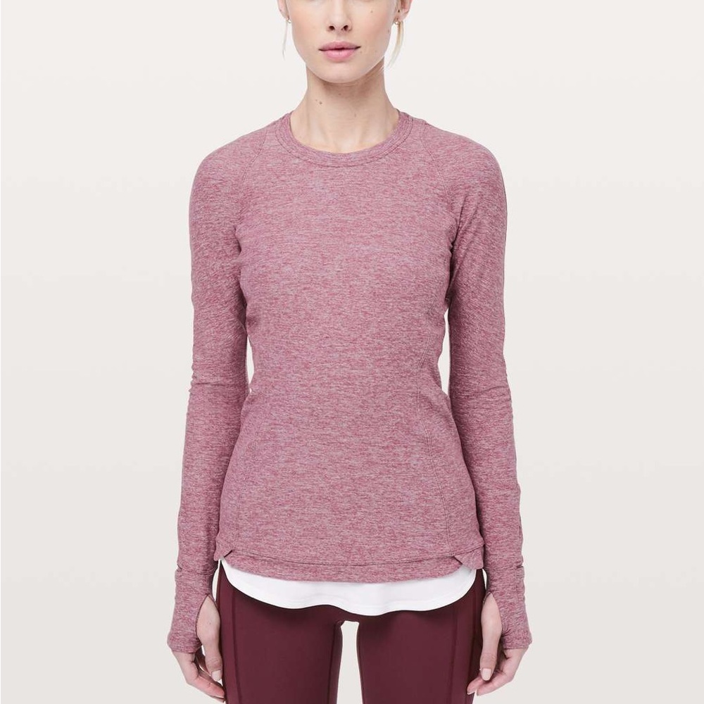 Lululemon Runderful Long Sleeve Heathered Misty Merlot size 6